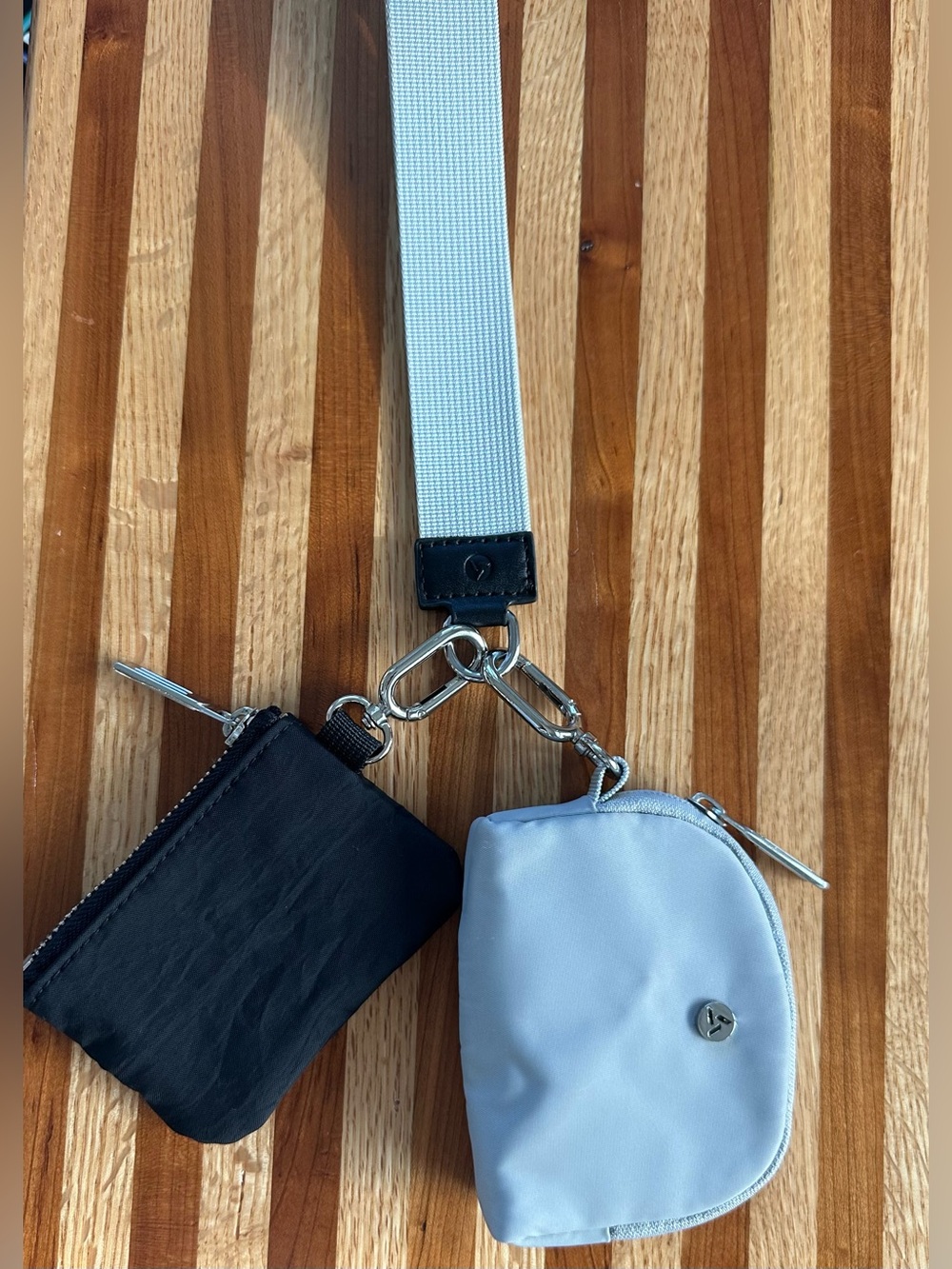 Double Pouch Wristlet Water Resistant Detachable Dual Pouch Wristlet gray black